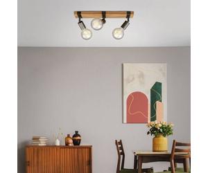 Plafonnier Wood Basic À 3 Lampes bois clair, gris-brun