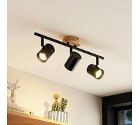 Plafonnier Xiomara Lindby, dimmable, noir, Salon / Salle à manger, Métal, Moderne, Plafonnier