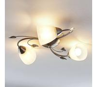 Plafonnier Yannie Lindby, dimmable, gris, Salon / Salle à manger, Métal, Antique, Plafonnier