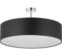 Plafonnier YASA Noir Chromé Tissu 4xE27 Ø60Cm Antireflet Salle De Séjour Lumière
