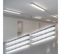 Plafonniers LED pour locaux humides 120 cm Lampes à vasque pour locaux humides LED 120 cm Lampes de garage Tube LED, branchement en série, 1x LED 36 watt 4320 lumens blanc froid, set de 6 pièces