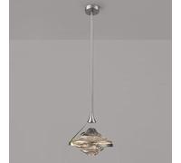 Plafonniers, Suspension Simple à LED en Verre, Lampes à Tige Réglable, Lampe Suspendue De Plafond, Lustre Doré Antique, éclairage D'intérieur Modern, Chrome - Smoke Grey Glass