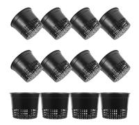 PLAFOPE 12 Pièces Pot en Filet pour Hydroponie, Panier pour Hydroponie en Plastique Noir, Réutilisable, pour Culture Intérieure, Fruits et Légumes, Terre ou Substrat sans Sol