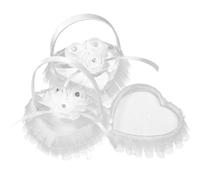 PLAFOPE 2 Pièces Coussin Porte-bagues de Cœur en Dentelle et Satin Blanc, Doux et Confortable, pour Cérémonie de Mariage ou Demande en Mariage