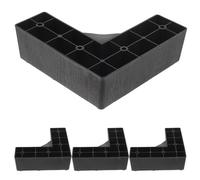 PLAFOPE 4 Pièces Rehausseurs de Meubles Forme L en Plastique, Noir | Lit et Machine à Laver, Légers, Protègent le Sol, Créent Plus D’espace de Rangement