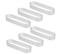 PLAFOPE 6pcs Moules à Tartelettes Ovales en Acier Inoxydable Argenté avec Trous, Antiadhésifs et Absorbants D'huile pour Pâtisserie et Fabrication de Mousse