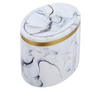 PLAFOPE Boîte de Cotons à Couvercle Marbrée en Résine 200 Ml | Rangement pour Éponge Cosmétique, Design Protecteur, Usage Maquillage et Coton-tiges, Format Compact