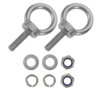 PLAFOPE Boulon à Œil Boulon à Œil de Levage M6x20 en Acier Inoxydable Argenté, avec Rondelle Plate, Rondelle Ressort et Écrou Nylon, pour Chaînes de Levage et Ancrage Béton