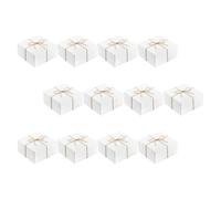 PLAFOPE Coffret Présent en Papier Kraft avec Cordelette en Jute, Boîte Blanche Carrée, Lot de 12 pour Emballage Élégant
