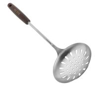 PLAFOPE Cuillère Perforée en Acier Inoxydable 304 Manche en Bois Ergonomique pour Égouttage Rapide et Service Cuisine, Accessoire Créatif et Solide