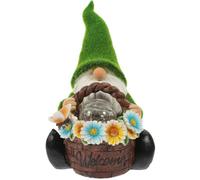 PLAFOPE Décoration Naine de Jardin Solaire en Résine, Lutin Vert Lumineux