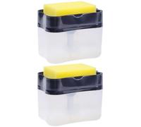 PLAFOPE Distributeur Automatique de Savonnette Liquide 2 Ensembles ABS | Boîte Transparente, Usage Évier et Nettoyage de Lavabo, Tampon Récurant Cuisine et Maison Couleur
