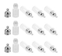 PLAFOPE Lot de 12 Pendentifs Flacon à Souhaits en Verre 23X11 MM Mini Bouteilles Porte-Huiles Essentielles avec Bouchon Acrylique Argenté Diffuseurs Aromathérapie pour Voyage et