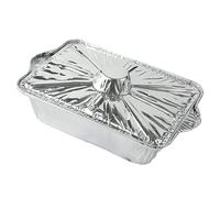 PLAFOPE Plaque à Rôtir en Aluminium 2500ml Résistante à Haute Température pour Cuisson Extérieure et Barbecue, Rangement Pratique, Couleur Argenté
