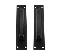 PLAFOPE Poignée de Porte Coulissante Noir en Alliage D'aluminium Résistante aux Rayures, Plaque Arrière Lot de 2 Pièces pour Portes de Placard et Rénovation de Camping-car