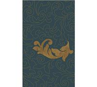 PLAGE Papier peint intissé bleu et or, motifs décoratifs, arabesque floral, 250 cm X 150 cm, décoration intérieure, panoramique.