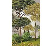 PLAGE Papier peint intissé Forêt, 250 cm X 150 cm, style toile en peinture, illustration de grands arbres verts, panoramique, décor mural.