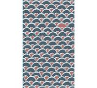 PLAGE Papier peint intissé panoramique 250x150cm, motif éventail blanc/bleu/rouge, décoration intérieure.