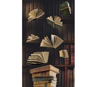 PLAGE Papier peint intissé vintage, motif panoramique, bibliothèque ancienne, 250 cm X 150 cm.