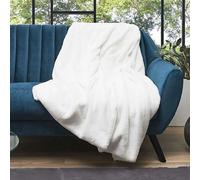 Plaid 120x150 cm en tissu imitation fourrure blanc