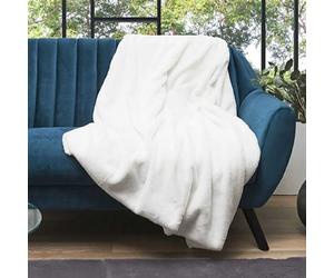 Plaid 120x150 cm en tissu imitation fourrure blanc