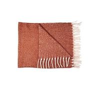 Plaid 120x150cm Chiné Terracotta avec Franges Blanches - CORIAL -