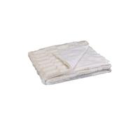 Plaid 120x150cm Texturé Imitation Fourrure Blanche avec Anse Simili Cuir Marron - STUFF -