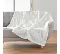 Douceur d'Intérieur - Plaid doux Mini Frosty - 125 x 150 cm - Flanelle relief uni - Naturel
