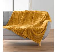 Douceur d'Intérieur – Plaid Mini Frosty – Flanelle en relief uni 125x150 cm – Ocre
