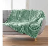 Douceur d'Intérieur - Plaid Mini Frosty - Flanelle en relief uni 125 x 150 cm - Sauge