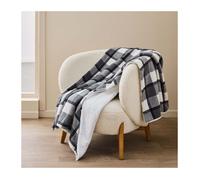 Douceur d'Intérieur – Plaid Tartan & Sherpa 125x150 cm – Gris anthracite