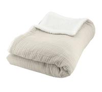 Plaid 130x170 cm double gaze de coton GAZE & SHERPA beige galet