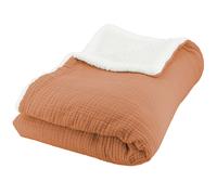 Plaid 130x170 cm double gaze de coton GAZE & SHERPA marron caramel