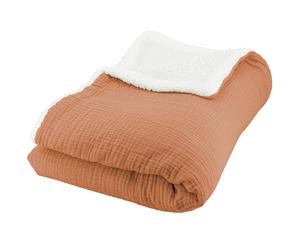 Plaid 130x170 cm double gaze de coton GAZE & SHERPA marron caramel