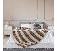 Plaid 140x200 cm imitation fourrure blanc et marron