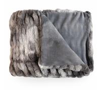 Plaid 150x200 ZIBELINE en fausse fourrure doublée velours gris Angora