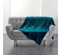 Douceur d'Intérieur Plaid doux Flanou 180 x 220 cm Flanelle unie Bleu