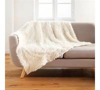 Douceur d'Intérieur Plaid Chaud Hiver Mouton Imitation fourrure et polaire 180 x 220 cm Naturel