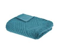Plaid 3D Geo Fausse Fourrure - Bleu Canard 180x230 cm - Atmosphera créateur d'intérieur