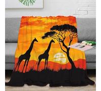 Plaid 3D Imprimé Savane Africaine Girafe Couverture Microfibre Décoration Giraffe Throw Canapé Chambre Doux 50x60(127x152cm)