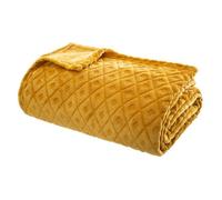Atmosphera - Plaid 3D Losange en Flanelle - Jaune Moutarde 180x230 cm