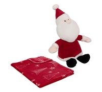 Plaid 90x75 cm et peluche père Noël - Rouge