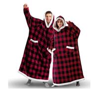 Plaid à Capuche Long Adulte Plaid Pull Couverture Canapé Polaire avec Manche Fermeture Femme Homme avec Poches TV Hiver 150 x 80 cm