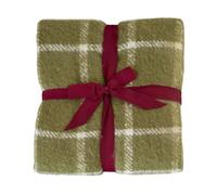 Plaid à carreaux aspect mohair avec franges Vert 130x160 cm