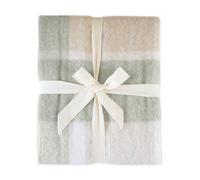 Plaid à carreaux aspect mohair avec franges Vert 130x180 cm