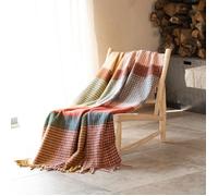 Plaid à carreaux aspect mohair doux Marron Clair 130x180 cm