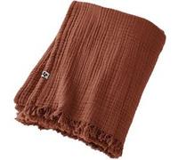 Plaid à Franges 180x220cm 4 Epaisseurs Gaze de Coton Terracotta - OUREA - ALTOBUY Rouge G
