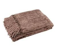 Plaid à Franges Chenille 130x170cm Marron Foncé