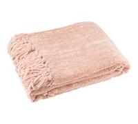 Plaid à Franges Chenille 130x170cm Rose Clair