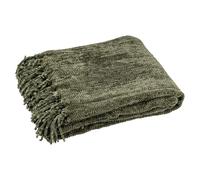 Plaid à Franges Chenille 130x170cm Vert Foncé